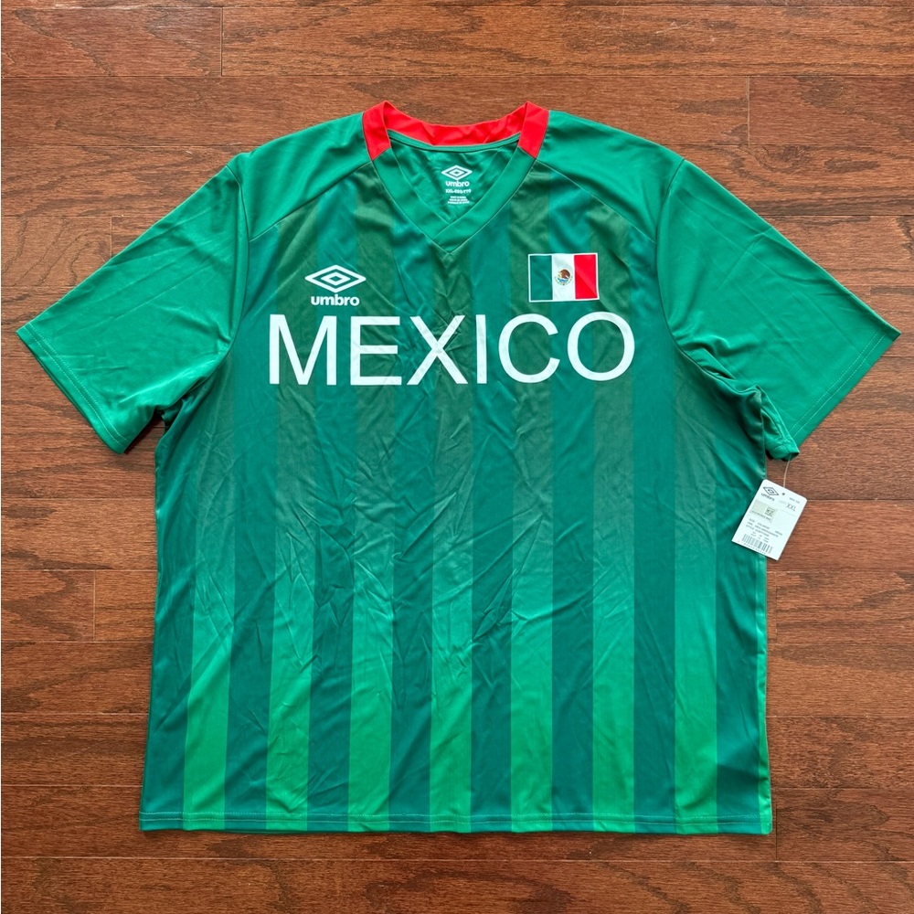 Umbro Mexico Green and Red Soccer Jersey